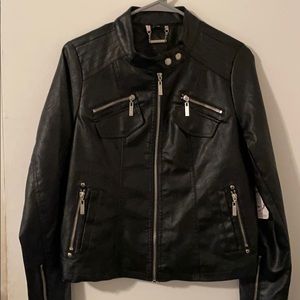 Jou Jou Vegan Faux Leather Moto Jacket #326